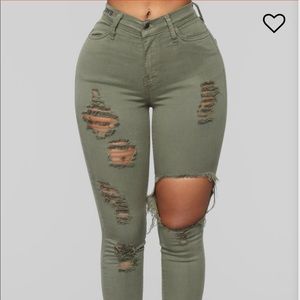 Stretchy Jeans (olive green) (stretch to fit!!)